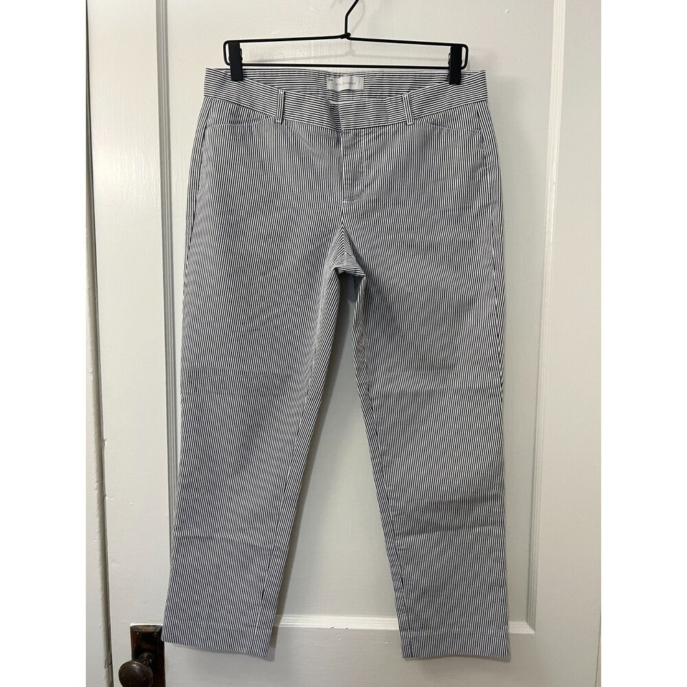 Gap Women's Slim Cropped Navy Blue White Stripe Stretch Pants Size 6  *READ*